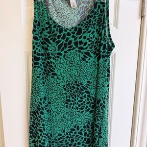 White House Black Market Green and Black Animal Print Tank Tunic